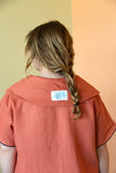 TAILLE UNIQUE robe de lin avec col bavette