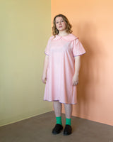TAILLE UNIQUE robe rose avec col bavette
